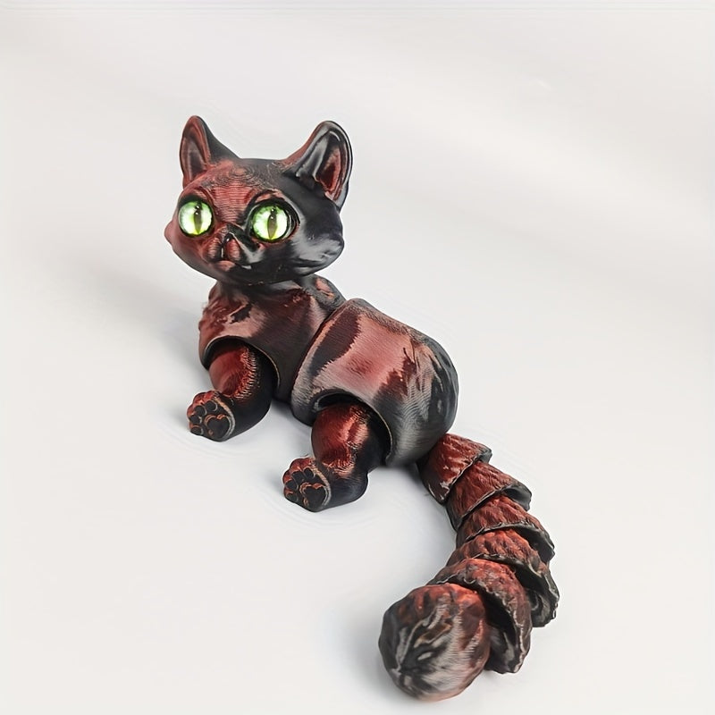 Mardi Gras Fantasy Cat Figurine with Articulated Joints - No electricity required, perfect for gifting on various occasions.