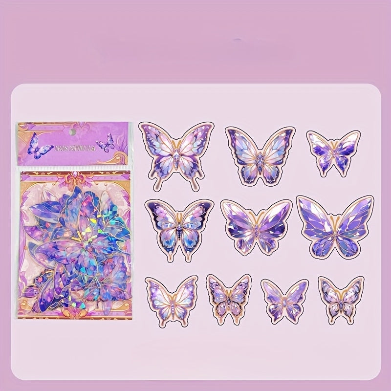 20-pack of pink crystal butterfly stickers for single-use decor in scrapbooking, DIY projects, and home/office decoration. Ideal for ages 14+.