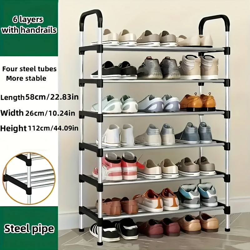 Durable Steel Shoe Rack with Multiple Layers - Spacious Storage, Simple Setup, Ideal for Home and Dorm Organization - Great for Entryway, Bedroom, or Living Room Use