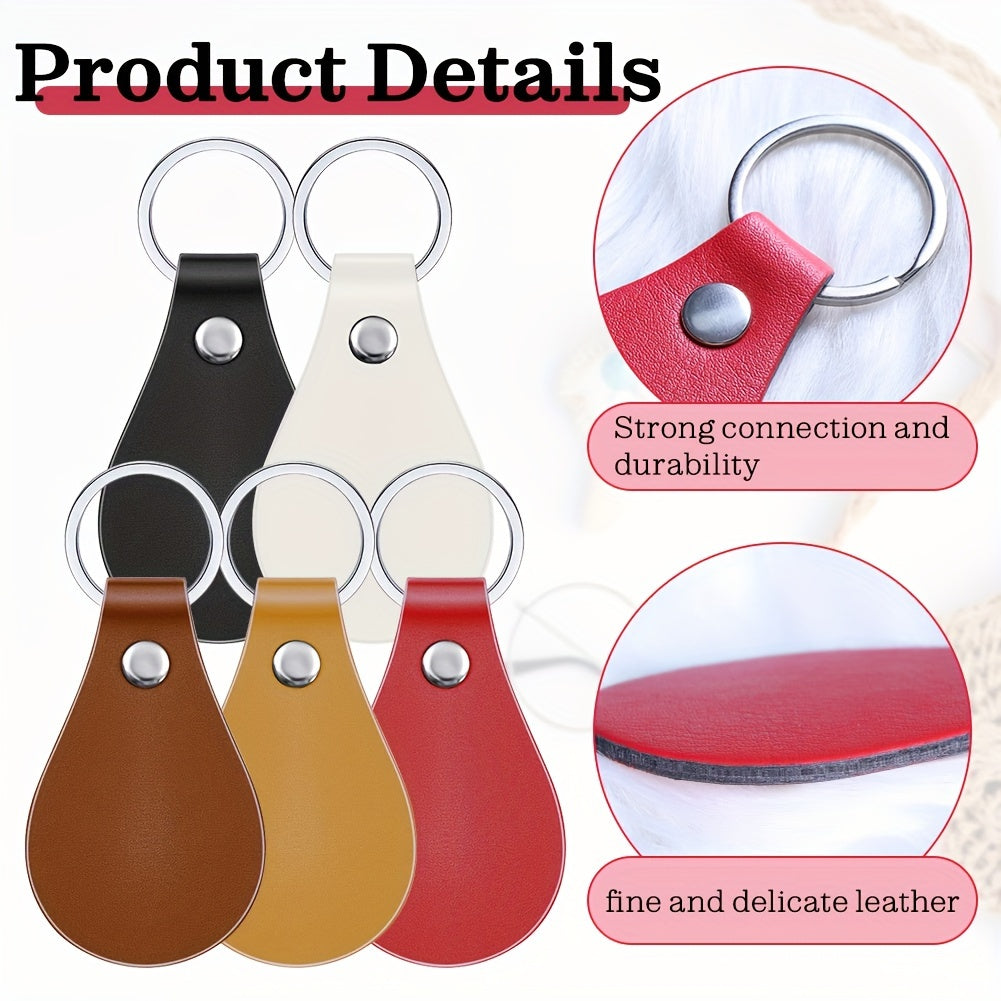 Kit of 30 PU Leather Key Fob Blanks with Simple Style Laser Engraving Keychains, Perfect for Gifting and Crafting.