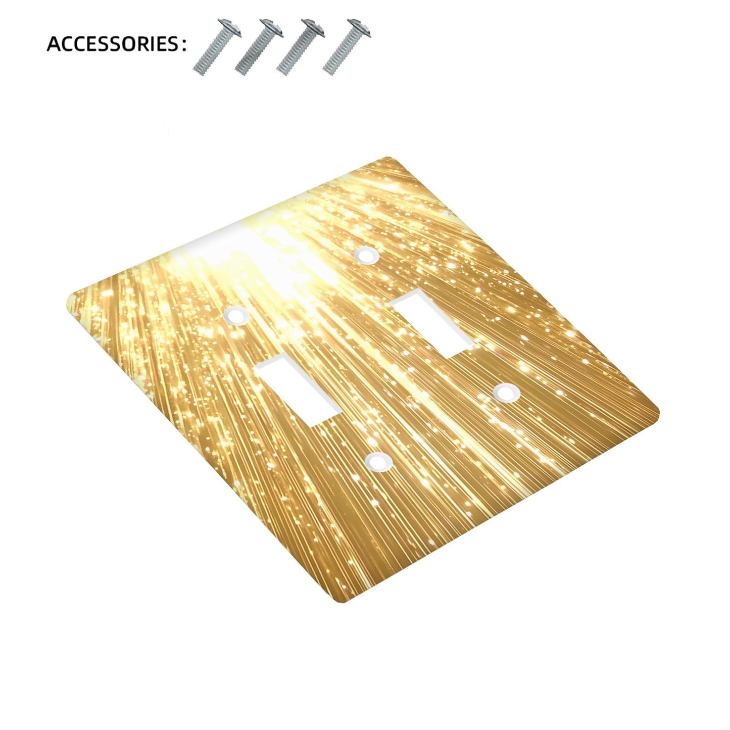 Golden Sparkle Light Switch Cover, Decorative Artistic Design, Battery-Free, Easy to Clean, Versatile for Home Decor, Standard Size.