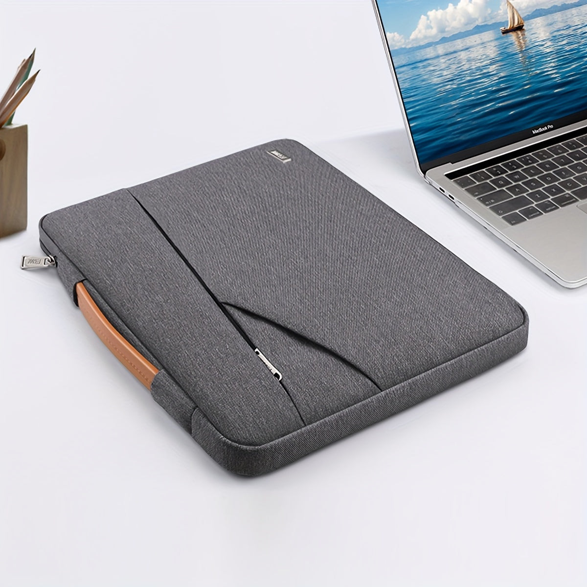 TECOOL Laptop Sleeve Bag for 13-16 inch MacBooks, Waterproof and Shock-Resistant with Handle and Pockets, Dark Gray.