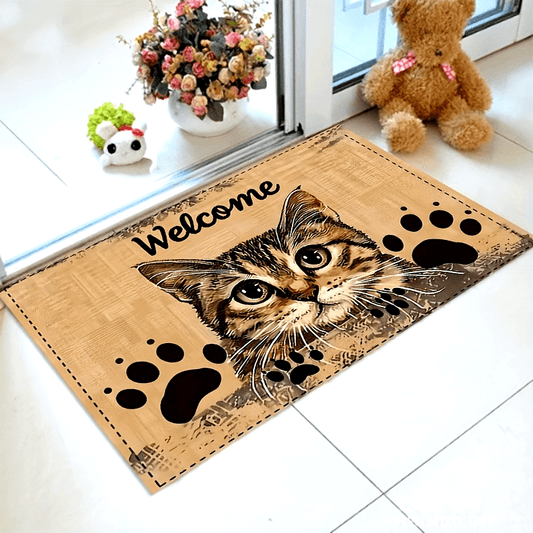 This Non-Slip Polyester Doormat with Cat Design is Both Stylish and Functional. Machine Washable for Easy Care, this Rectangle Indoor Entrance Rug is Perfect for the Kitchen, Living Room, Bedroom. A Decorative Floor Mat that will Welcome You Home.