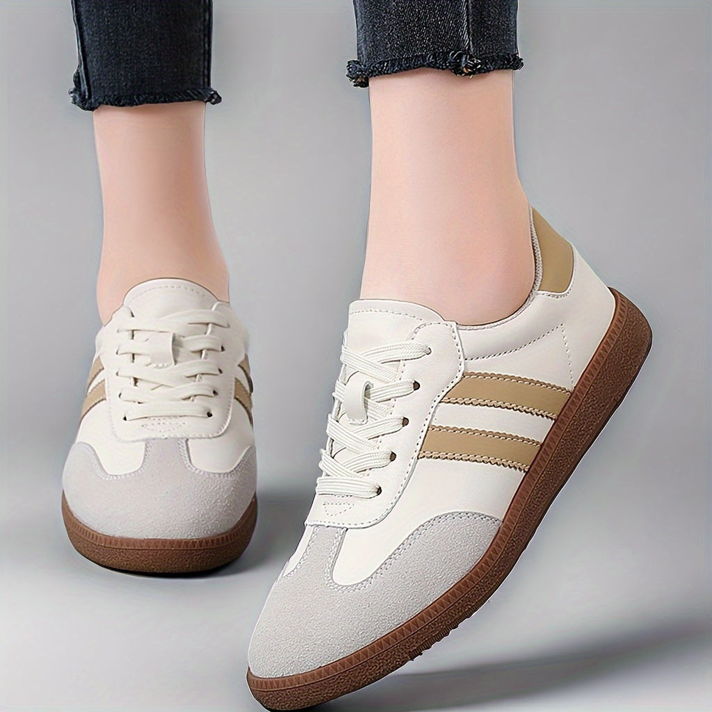 Women's colorblock sneakers with lace-up design, lightweight and comfortable for walking.