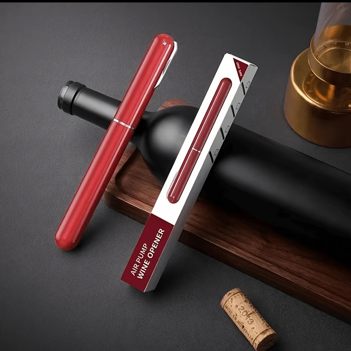 Modern red wine bottle opener with vacuum pump - keeps wine fresh, great for home, restaurants, and bars - perfect gift for holidays.