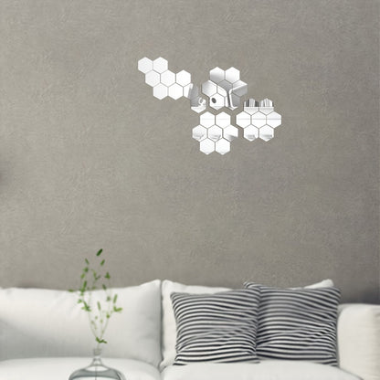 72 Hexagonal Mirror Wall Stickers for DIY Room Decoration