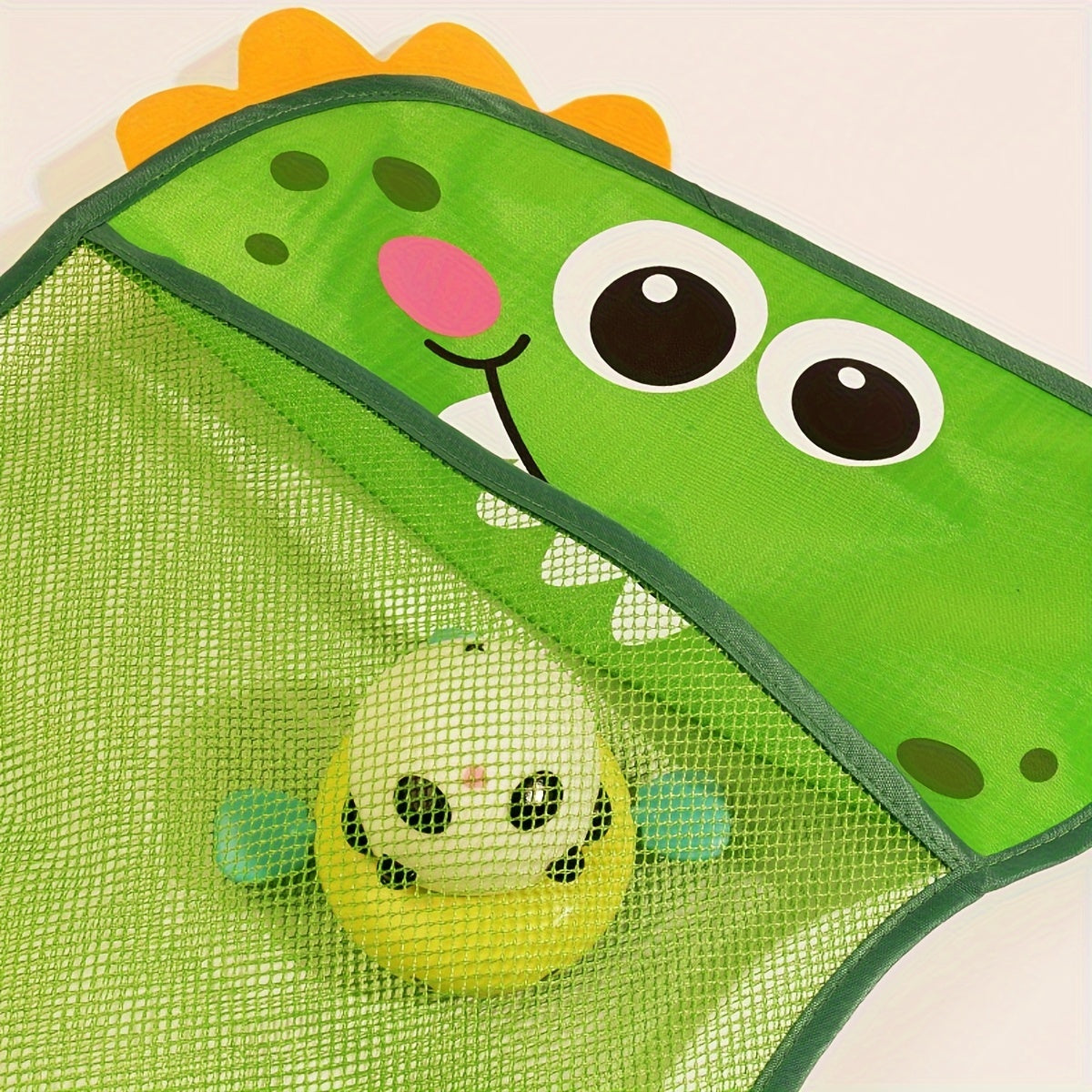 Transform bath time into a delightful experience with this adorable cartoon dinosaur mesh net toy storage bag - an ideal solution for organizing kids' water toys!