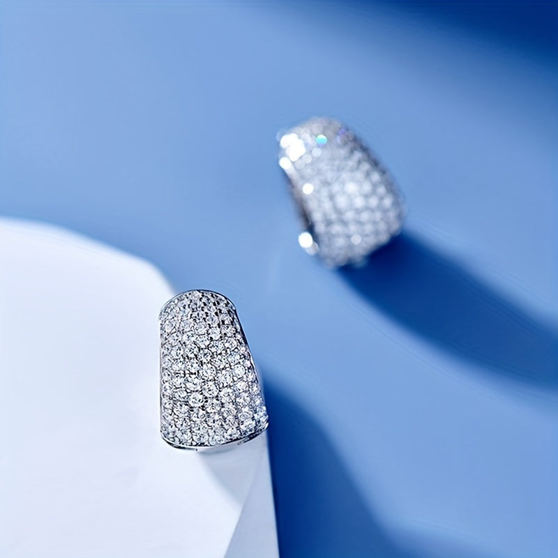 Elegant Micro Pave Zirconia Hoop Earrings perfect for Women's Engagement or Wedding Circle Earrings