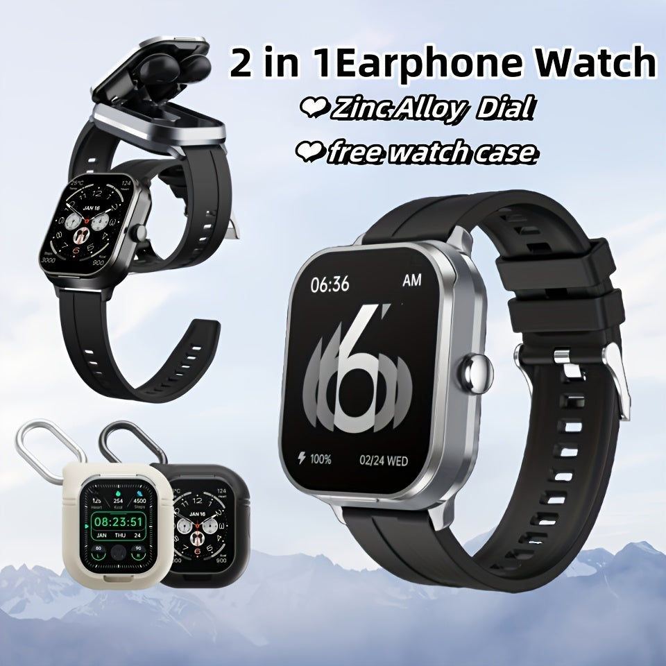 All-in-one smart watch with headphones - call and message alerts, customizable faces, sports modes, high-definition display, long battery life - great gift for all.