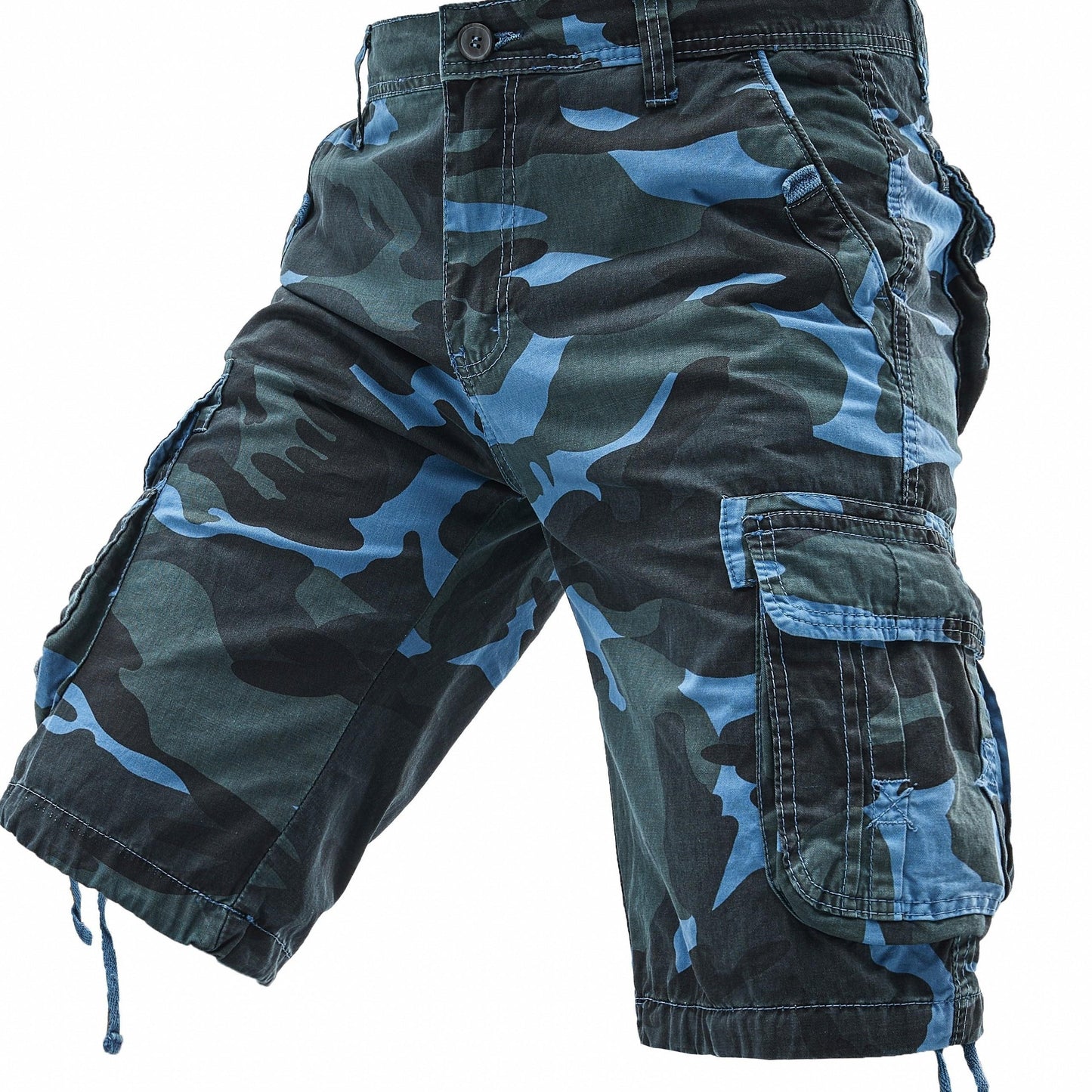 Men's Plus Size Cotton Camo Cargo Shorts with Street Style, Multi-Pocket Design, and Non-Stretch Fabric