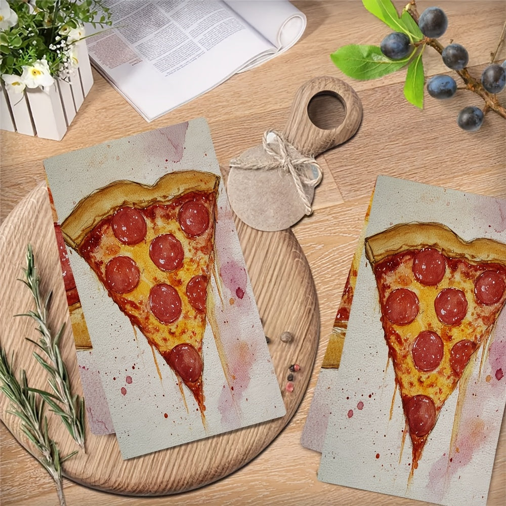 Get two ultra soft kitchen towels featuring a funny "Pizza Is My Valentine" design. These highly absorbent and machine washable dish hand towels measure 40.64x60.96 cm, making them perfect for Valentine's Day decor or everyday use.