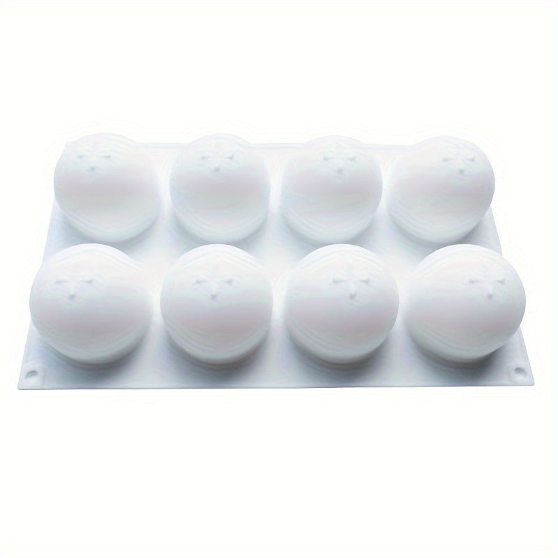 This listing is for a 1-piece cake silicone mold with 8 cavities in a round shape, perfect for making cakes, chocolates, and candy truffles. It can also be used for baking half-sphere treats. This versatile kitchen accessory is a must-have for any baker