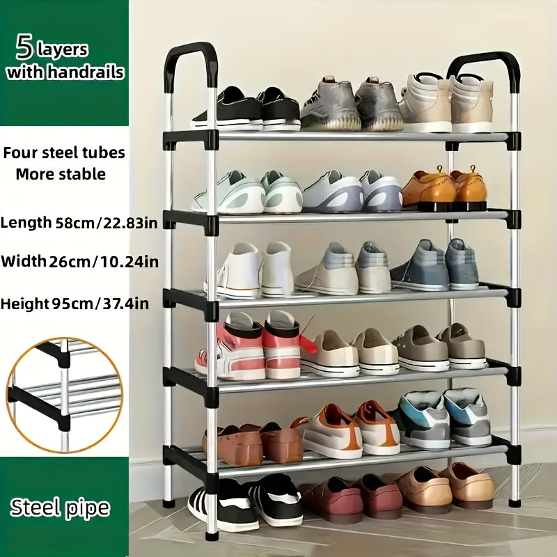 Shoe Storage Rack with Multiple Layers, Dustproof and Space-Saving Design for Home and Dorm Use, Ideal for Organizing Shoes in Entryway, Bedroom, or Living Room, Available in 3/4/5/6 Layers.