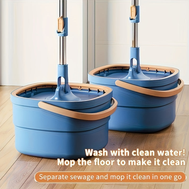 Get the convenient Sewage Separation Hands-free Wash Mop and Bucket Set, complete with 3 mop cloths. This Household Rotating Floor Mop is perfect for lazy and efficient cleaning, with a Dry and Wet dual-use design. Suitable for home, kitchen, and