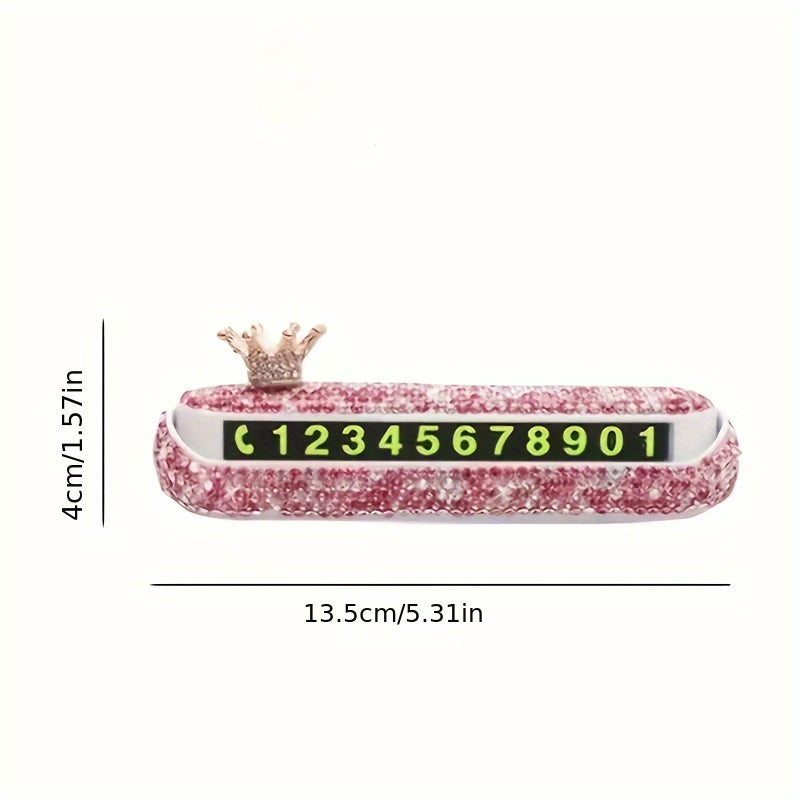 New Style Imitation Diamond Car Temporary Parking Plate for Women with included Phone Number.