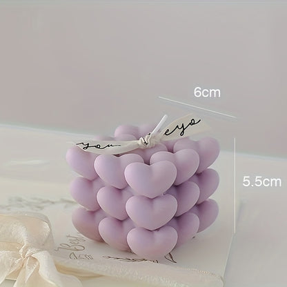 1-piece handmade love candle gift with heart-shaped magic cube design for Tanabata and birthdays. Perfect for companionship, home, room, weddings and tabletop decorations. Aromatherapy gift.