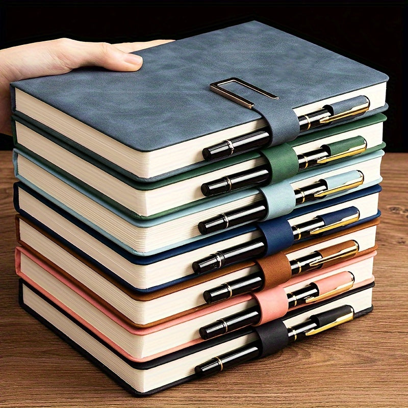 Customized A5 leather notebook with bookmark - Ideal for business and university use.