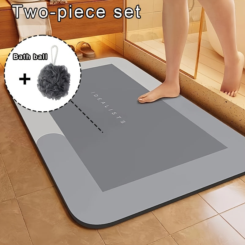 Introducing the 1pc Ultra-Absorbent Diatomaceous Earth Bath Mat - designed for quick drying, non-slip usage. Made with soft and comfortable odor-free polyester fiber, this mat is perfect for the bathroom, shower, laundry room, bedroom, living room, and