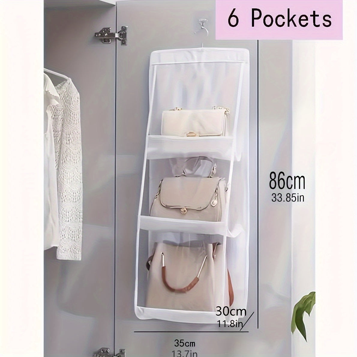 Polyester Hanging Organizer for Handbags and Purses - Multi-Layer Design Saves Space in Wardrobe, Perfect for Storage