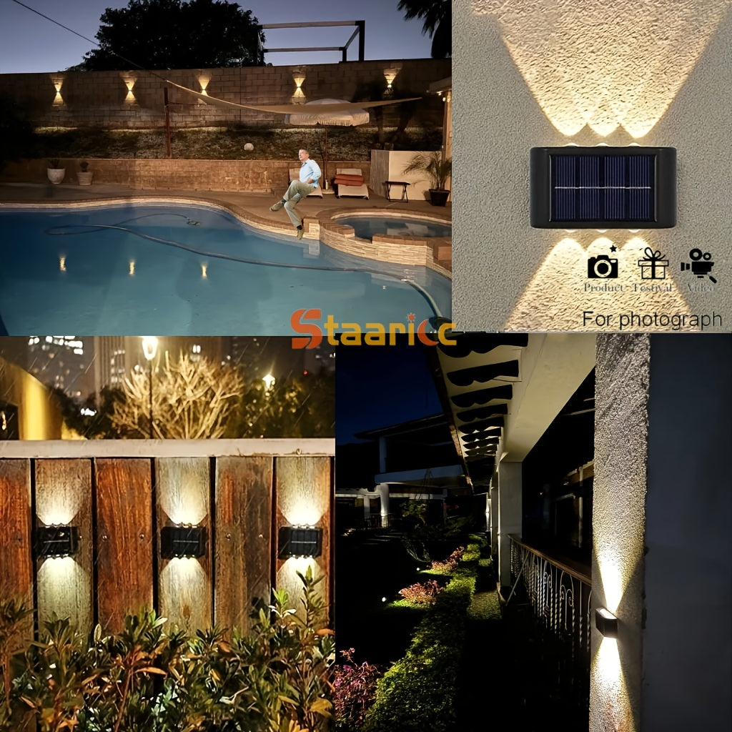 Solar Wall Lights for Outdoor Decoration - Set of 8/6/4/2 LED lights for Courtyard, Street, Fence, Garage, Garden.