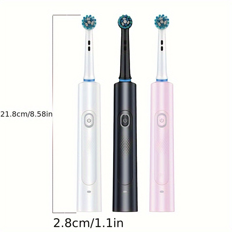 Couples' smart electric toothbrush with USB rechargeable 3D round head and soft bristles for deep cleaning and whitening.