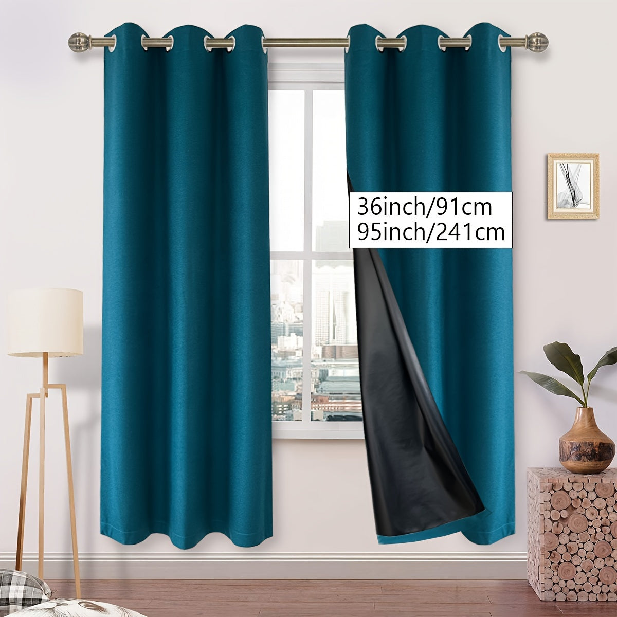 Blackout Faux Linen Imitation Textured Curtains with Grommet Top - Ideal for Bedroom, Living Room, Home Décor