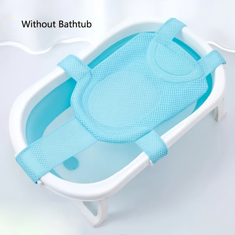 The MAYAPHILOS Baby Bath Support Seat Pad offers a comfortable and secure bathing experience for infants and toddlers. Made with a soft anti-slip material and includes a pillow for added comfort, this adjustable polyester fiber bathtub net is suitable