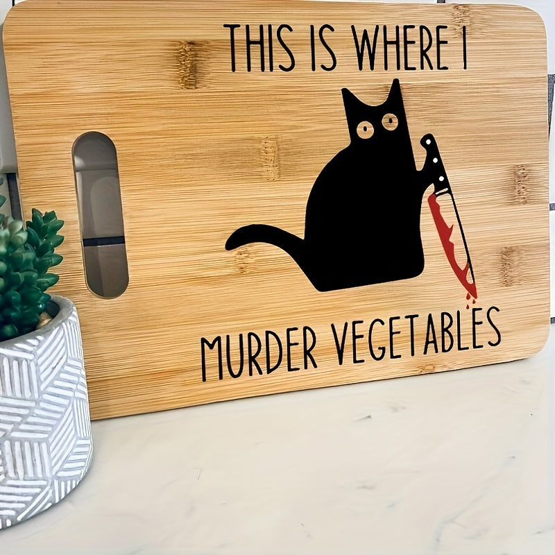 Get your hands on this unique and funny Killer Cat Engraved Bamboo Cutting Board for a creative housewarming gift or Halloween gift for your friends. Perfect for adding a touch of humor to your kitchen decor!