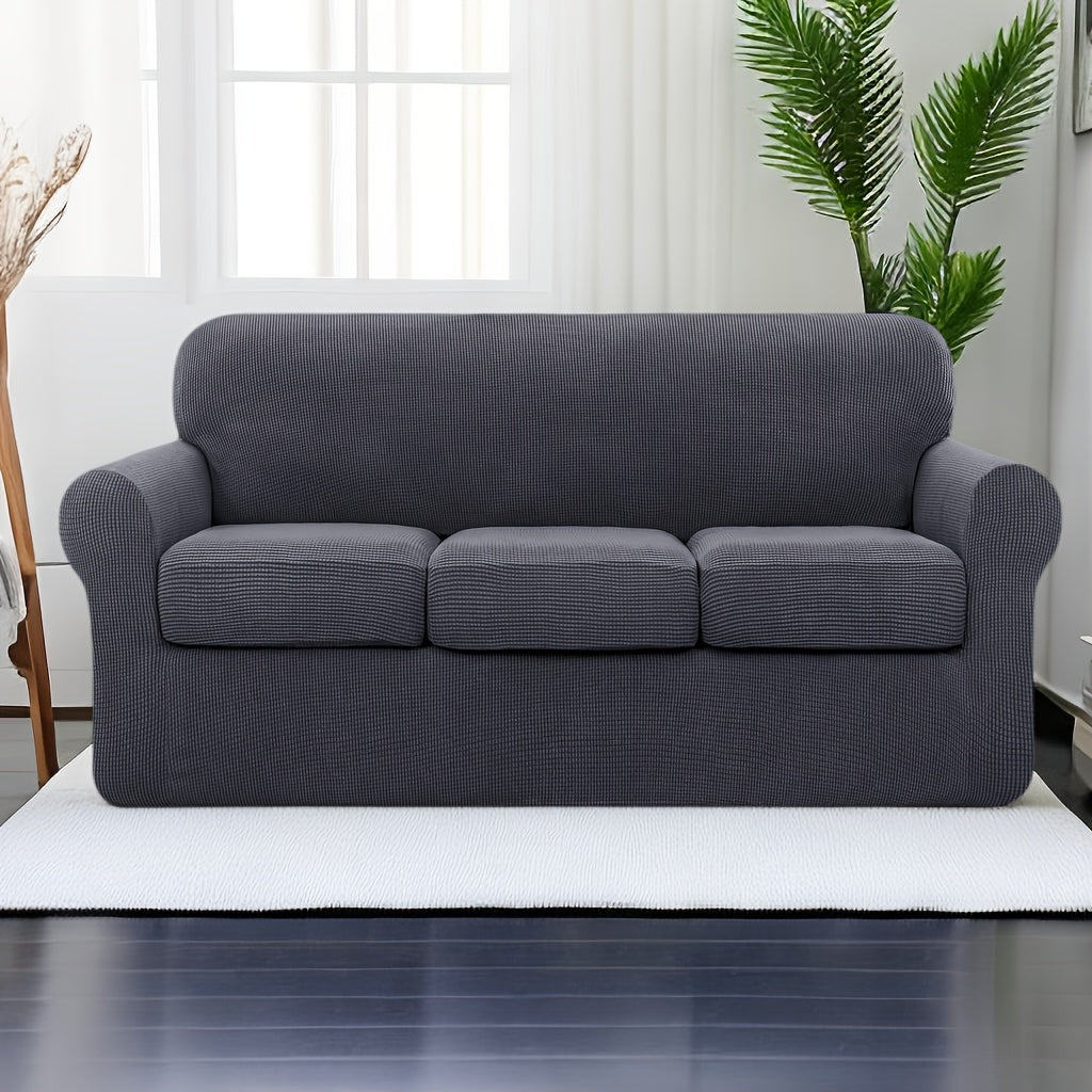 Soft sofa cover sets for bedroom, office, living room, or home decor. Available in 2, 3, or 4 piece sets. Stretchable and protective for couches and furniture.