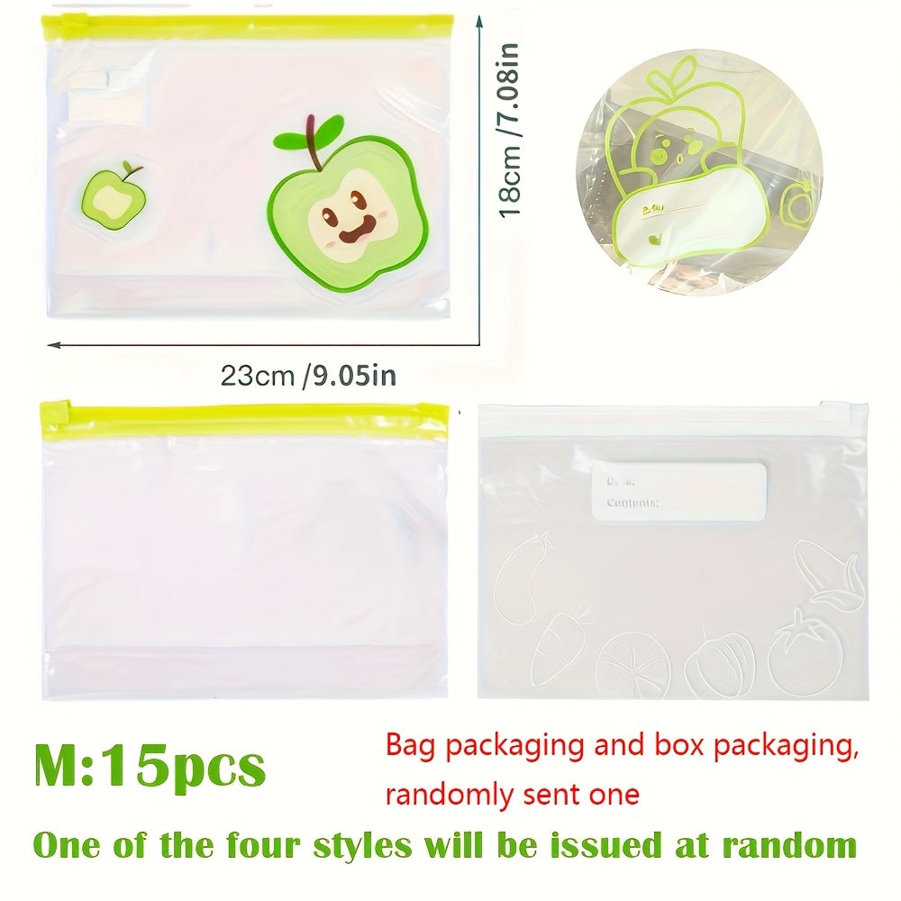 1 set of either 10, 15, or 20 pieces of Reusable Zip Lock Bags, made of Food Grade Transparent Storage Bag with Zipper Sealing. These plastic containers are perfect for travel, camping, kitchen, and freezer use.