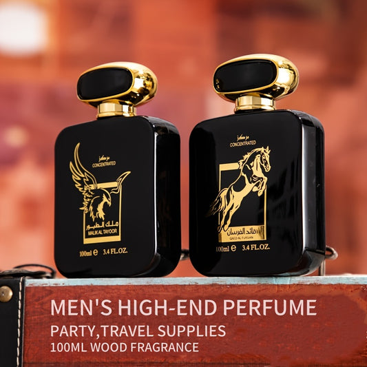 High-end men's perfume with cedar woody scent and notes of vanilla and mint. Alcohol-based, formaldehyde-free liquid fragrance in 100ml bottle with 3-5% concentration. Ideal for parties