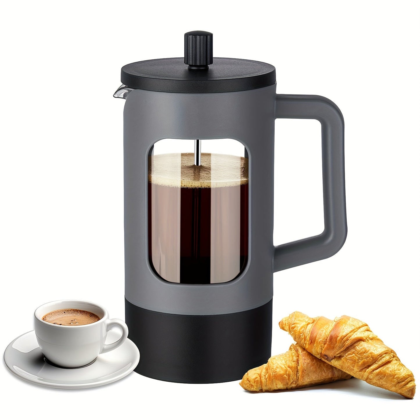 Представляем кофеварку French Press Coffee Maker, доступную в трех размерах - 350 мл, 600 мл и 1 л. Эта современная кофеварка изготовлена из прочного стекла и нержавеющей стали, с ручным управлением для индивидуального процесса заваривания. Полная версия