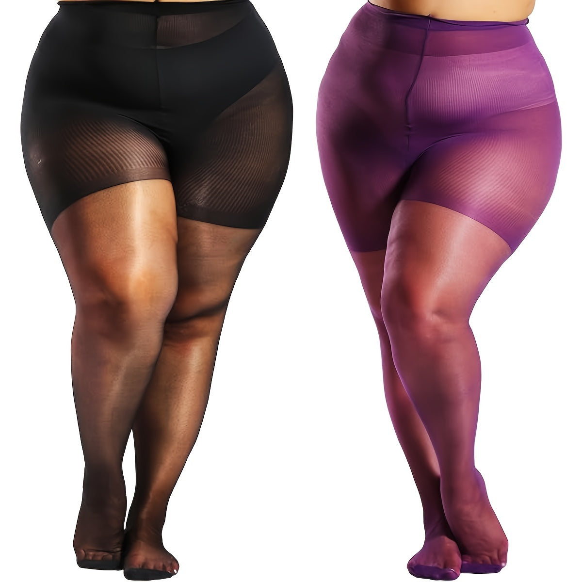 Two stylish packs of soft, large-sized, high-elastic women's tights.