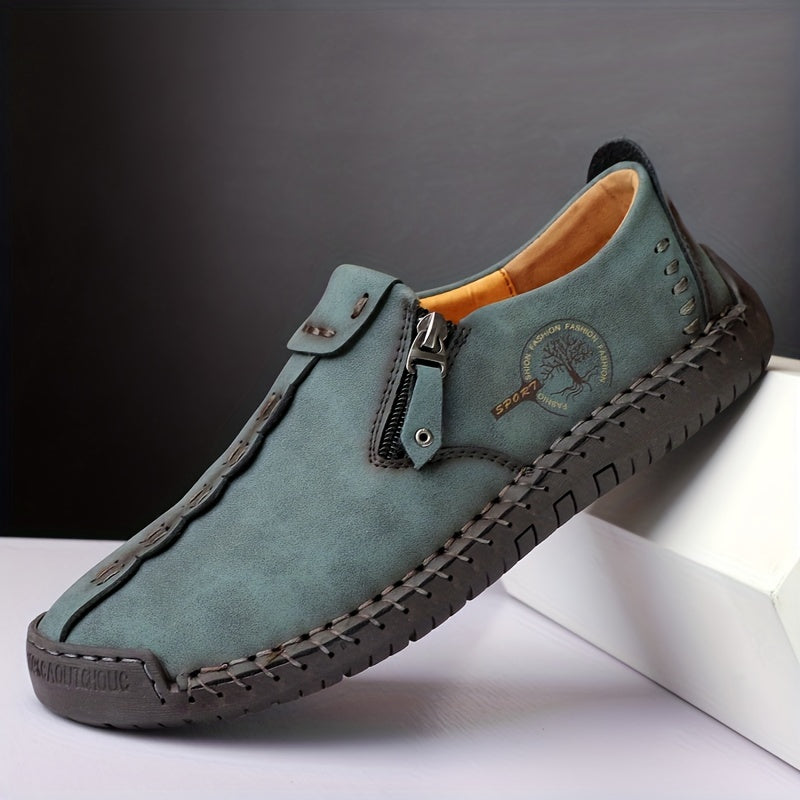 Men's side zipper loafers, comfortable non-slip slip-ons for spring and summer.