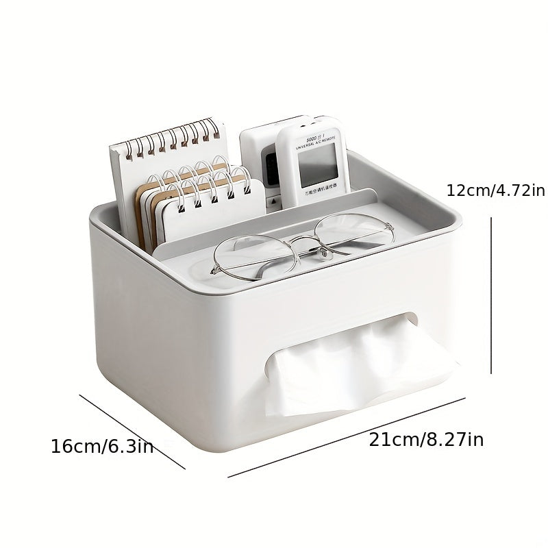 Настольная коробка для хранения с многофункциональными возможностями для организации салфеток, бумаги и пультов дистанционного управления.