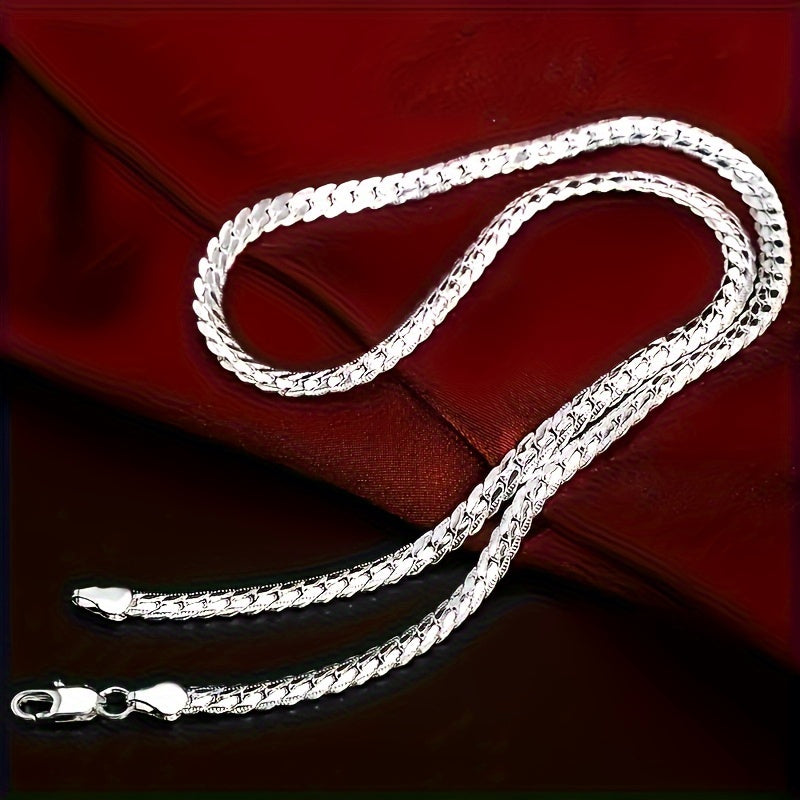 Sterling silver luxury necklace chain, 50cm/20in, for women and men. Perfect for weddings, engagements, and fashion.