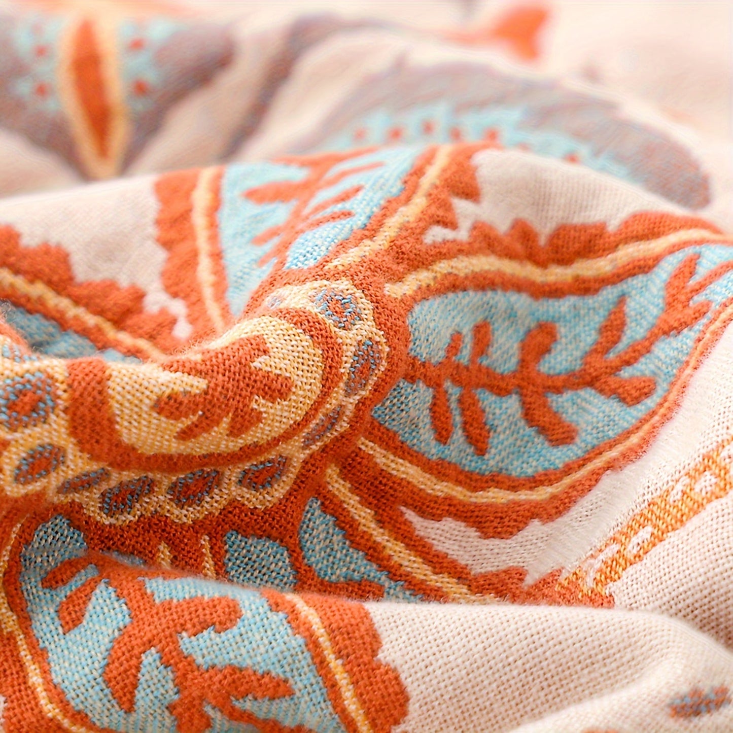 Bed Blanket with Brocade Tassels, Perfect for Napping, Covering Sofas, or Using as a Bed Sheet