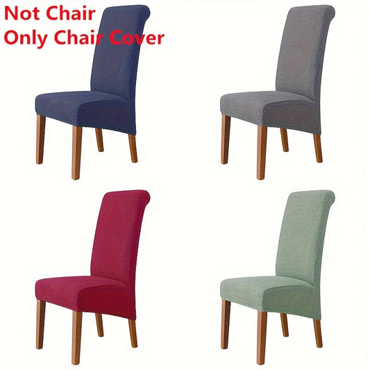 High-back dining chair cover with elegant Jacquard design, stretchable spandex material, ideal for kitchen, hotel, and banquet use. Solid color, easy to clean in the washing machine.