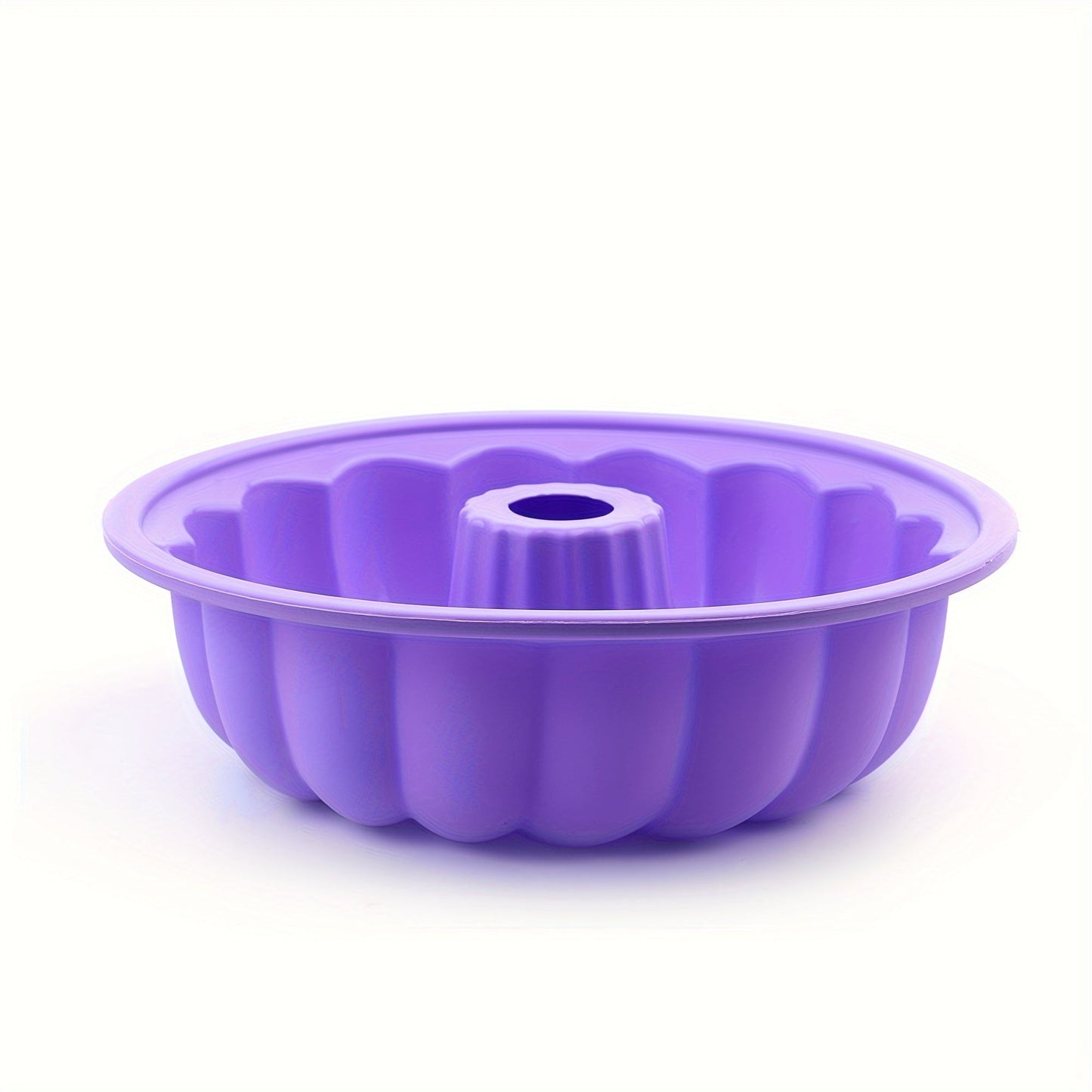 Silicone Bundt Cake Pan - Premium 20.32cm Purple 1pc - Non-Stick, BPA-Free, and Flexible - Great for Fluted Tube Cakes, Gelatin, Bread, Jello, and Chiffon - Oven and Freezer Safe with LFGB Approval - Ideal for Valentine's, Christmas, Thanksgiving