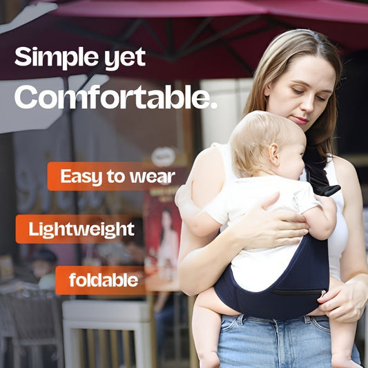 Versatile Front-Facing Baby Carrier with Waist Strap and Sitting Stool, Suitable for All Seasons, Lightweight and Comfortable for Babies