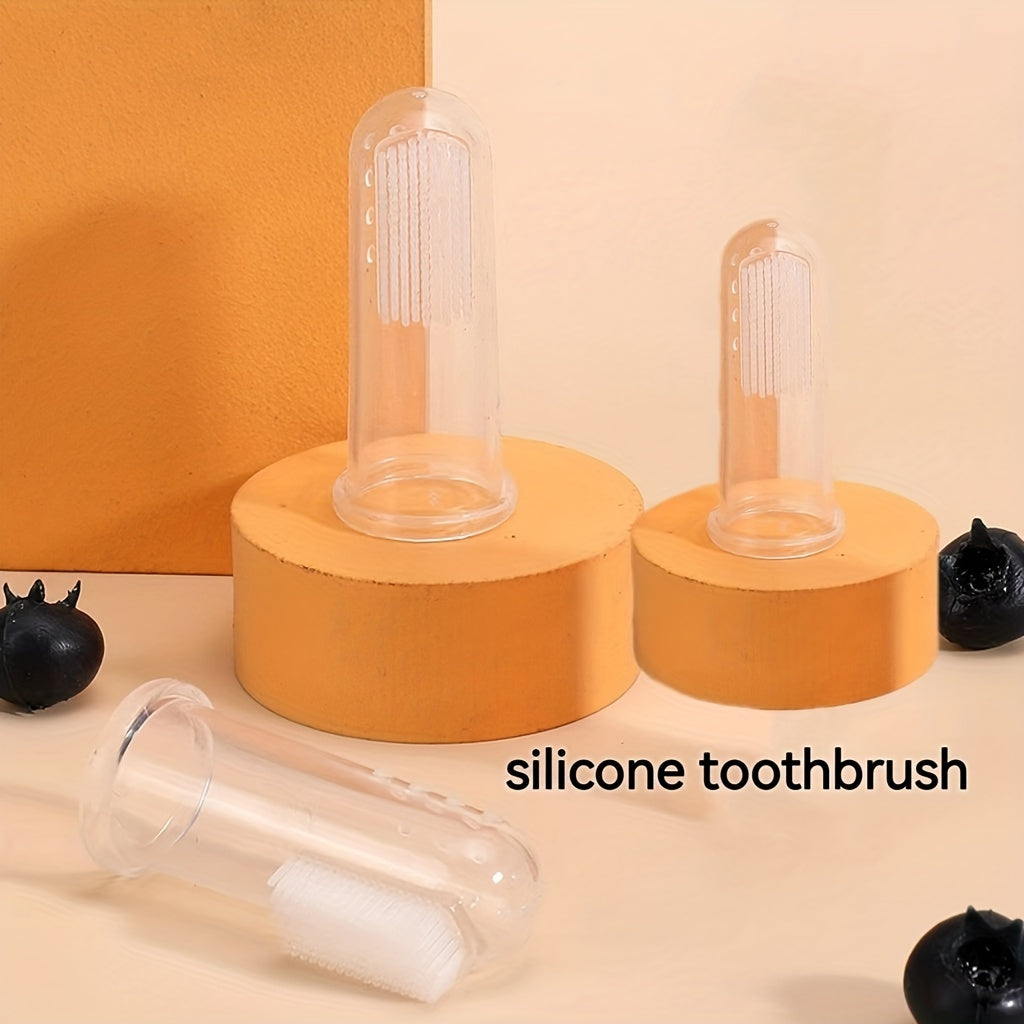 Set of 3 Portable Silicone Finger Toothbrushes for Kids - Soft Oral Care, Perfect for Children & Teens