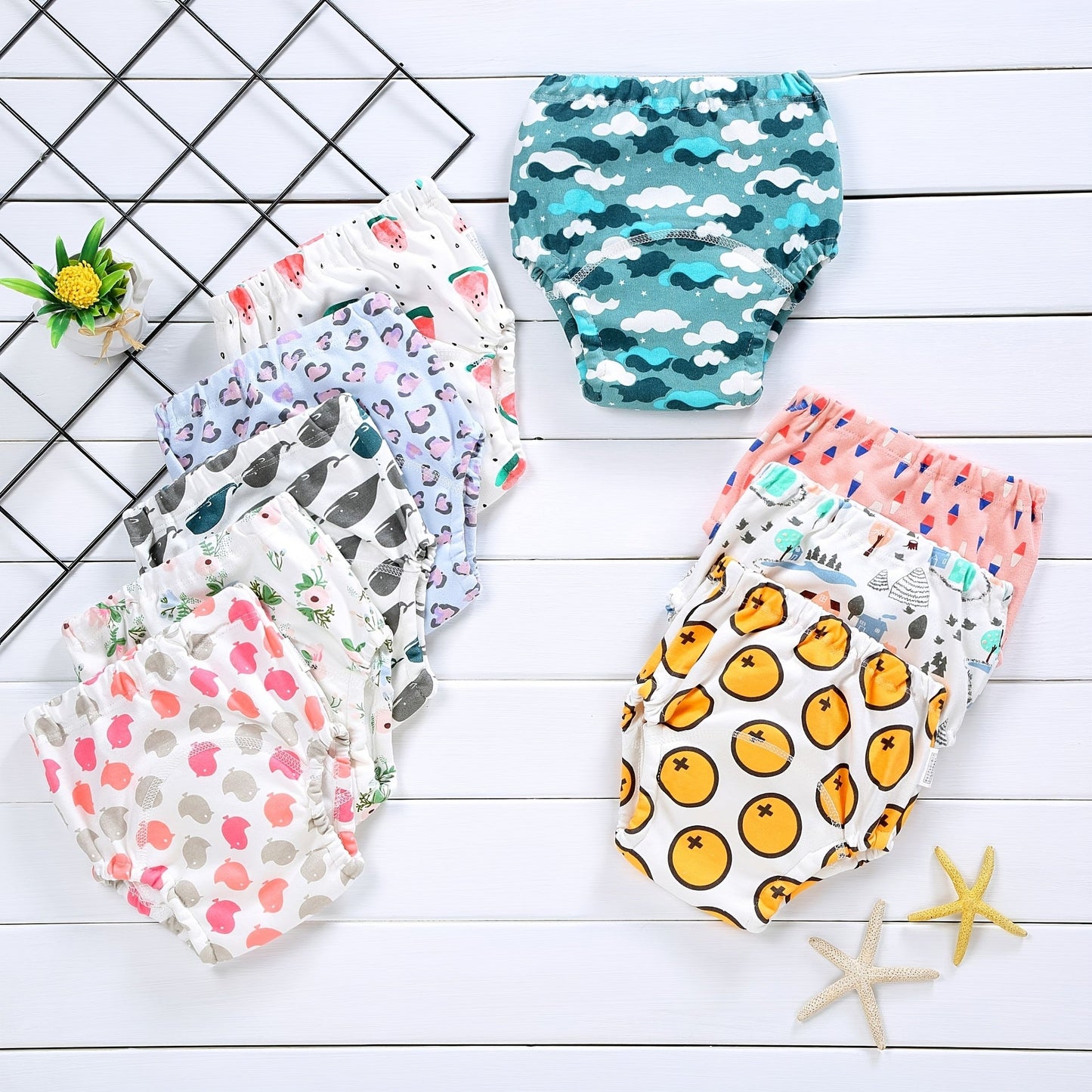 Baby diaper covers that are soft, absorbent, and reusable. These Korean style knit fabric diapers are waterproof and breathable, with four layers for ultimate protection. Ideal for newborns and perfect for training pants.