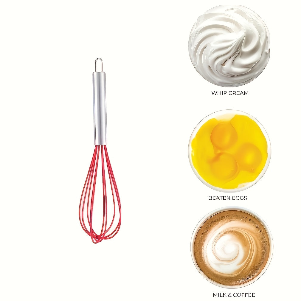 Silicone Whisk with Stainless Steel Wire for Cooking & Baking - Heat-Resistant, Non-Electric Kitchen Tool for Blending, Whisking, Beating - Includes Colorful Gift Box, Balloon Whisk, Egg Beater