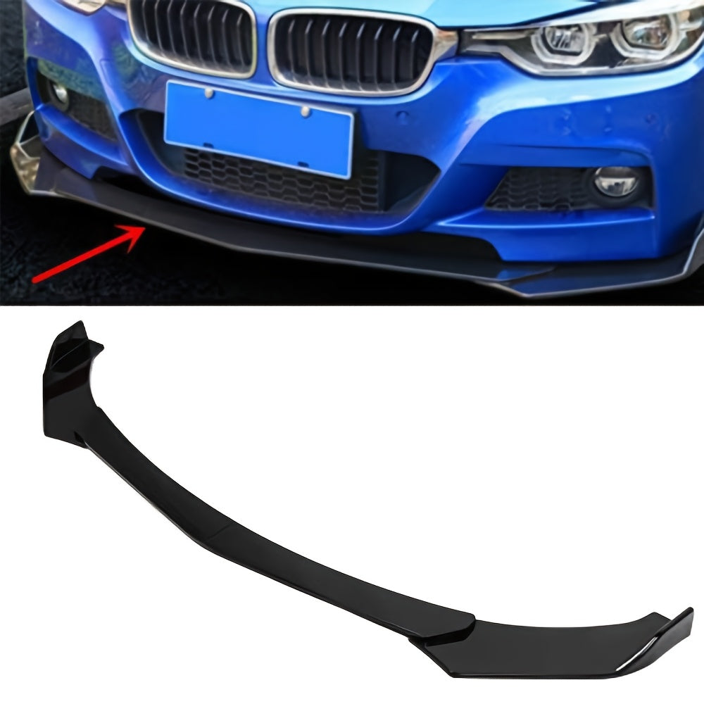 5 Glossy Black Polished PP Front Bumper Lip Splitter Spoiler Body Protection Kit, Universal Fit for Most Vehicles