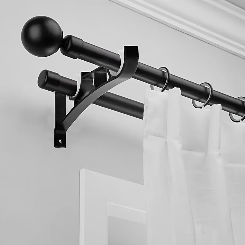 Two pieces of Metal Top Curtain Rod Thickening Brackets, perfect for mounting your Shower Curtain Rod or any other curtain. Includes 4 screws and plastic expansion tube for easy installation. Ideal for holding your curtain accessories and enhancing your