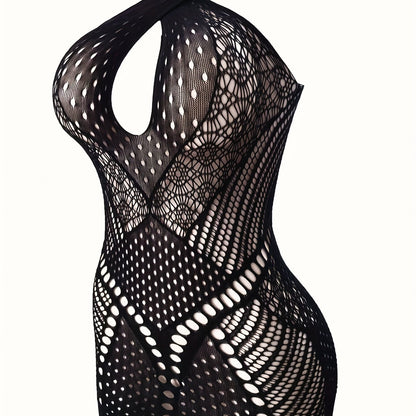 Sexy lingerie including an erotic fishnet bodycon dress and hollow out sheer backless babydoll.