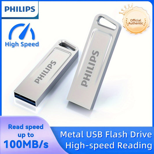 Metal USB drive with high speed, portable for various devices.