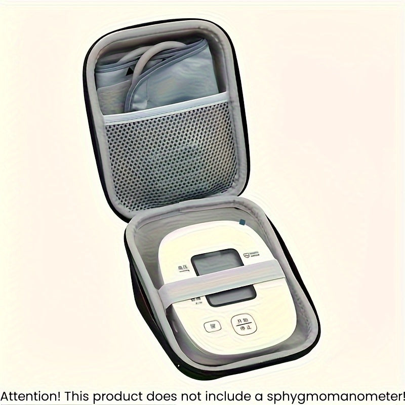 Durable nylon case with hand strap for portable blood pressure monitor storage, ideal for digital machines and cuffs, with soft lined interior.