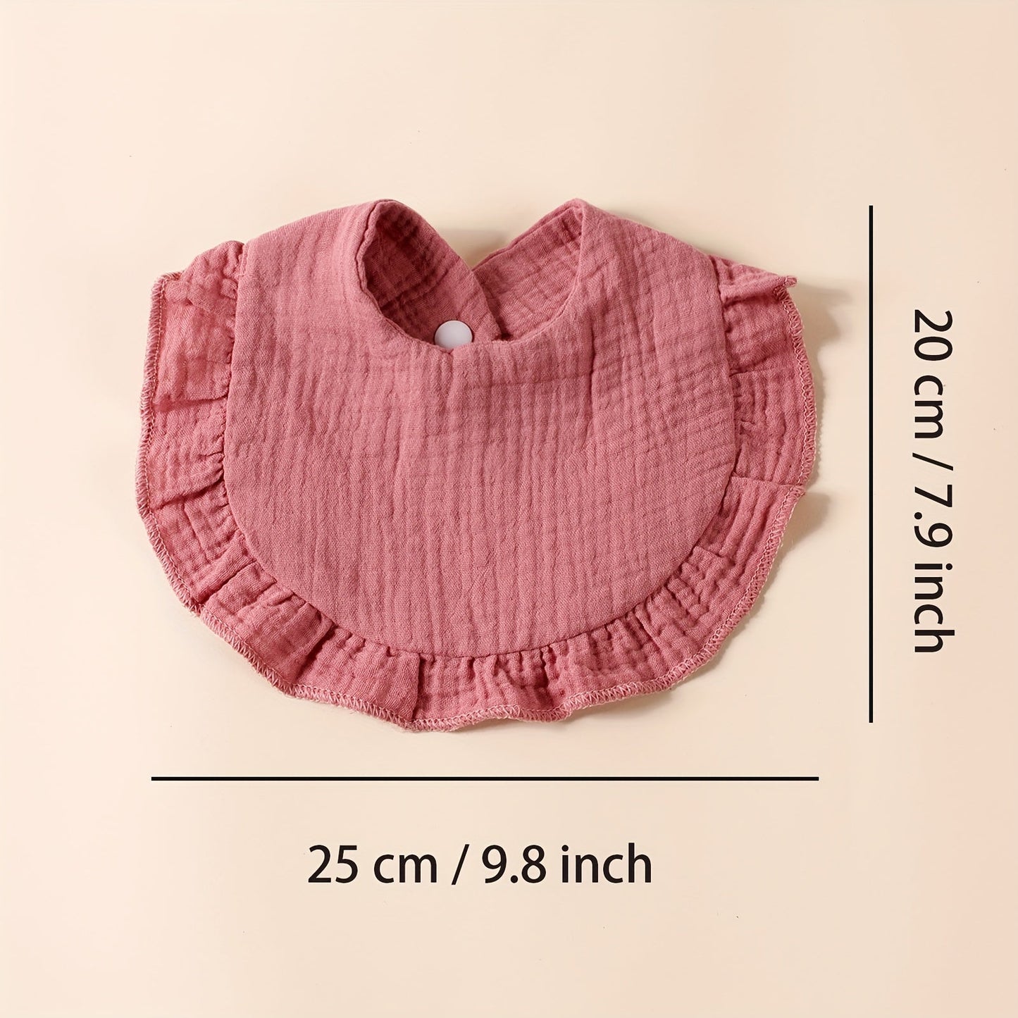 Eight pieces of 2-layer soft bibs with wrinkle-resistant and breathable fabric, ideal for feeding and keeping baby clean. These adorable cotton ruffle bibs are perfect for catching saliva and spills.