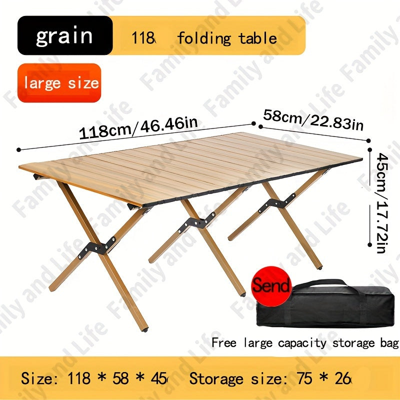 The Extra-Wide 120cm Portable Folding Table is Perfect for Camping & Picnics - Made of Sturdy Steel, Ready to Use with No Assembly Needed